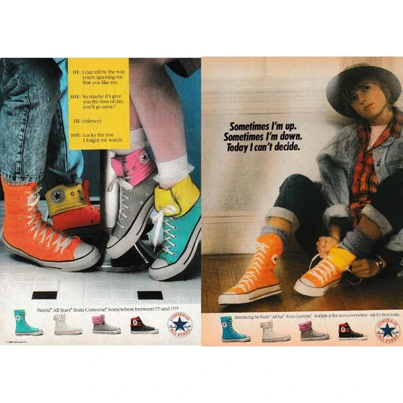 Converse 1987 Vtg NeeHi Calf High XHI USA Made Denim Fold Plaid Sneaker Mens 11 - Picture 3 of 14